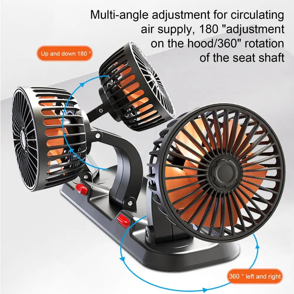 Car Fan Electric Fan 5/12/24V Car Fan Triple Head High Airflow 2-Speed Powerful Cooling Vehicle Dashboard Air Outlet USB Fan Summer Accessories