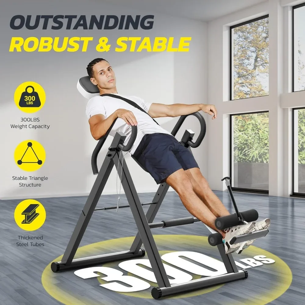 YOLEO Gravity Inversion Table - Heavy Duty with Head Support and Adjustable Safety Belt for Back Stretching and Pain Relief Ther