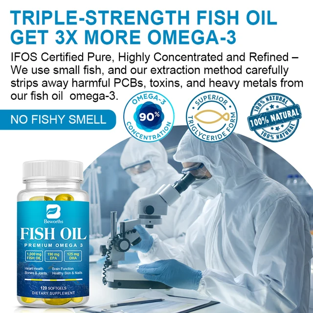 867-042084.jpg BEWORTHS Omega-3 Fish Oil Supplement High in EPA + DHA for Heart, Brain and Immune Support Nutrition Dietary Supplement