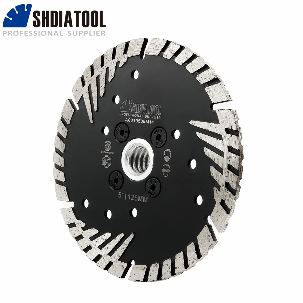 SHDIATOOL 2 Stück Turbo-Sägeblätter mit M14-Flansch, Schutzzähnen, Schneidscheibe für Marmor, Stein, Granit, Durchmesser 125 mm, Schneidplatte – Detail 9