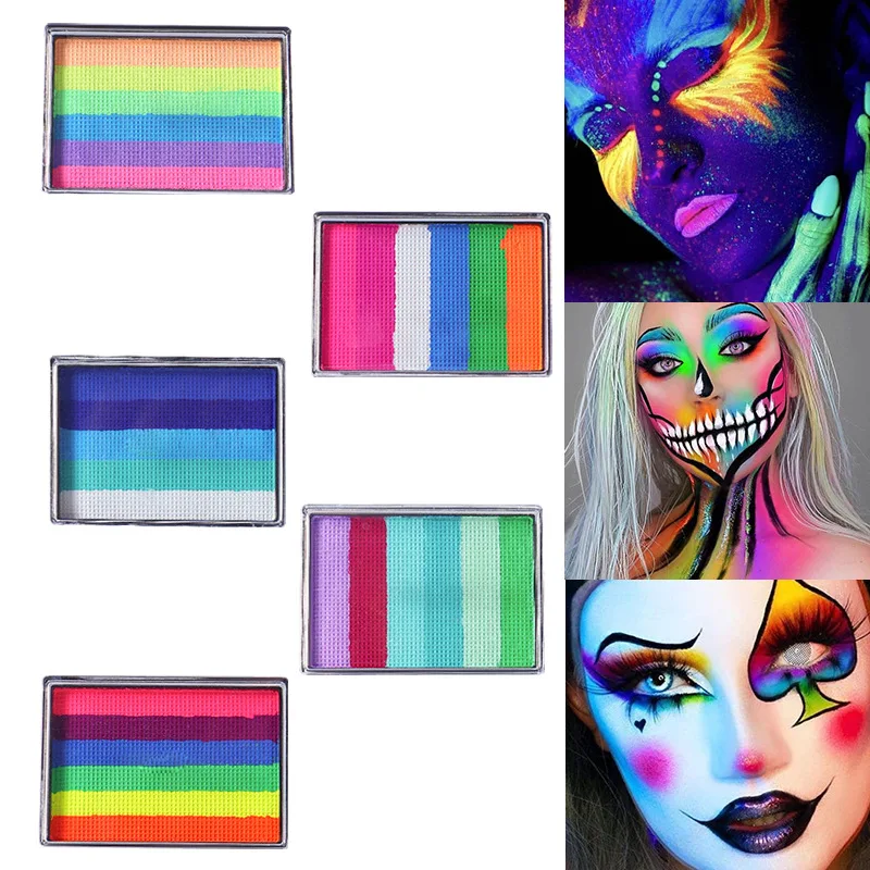 

6 Color Rainbow Strip Face Body Painting Water-based Color Matching Pigments Washable Human Rainbow Beauty Palette