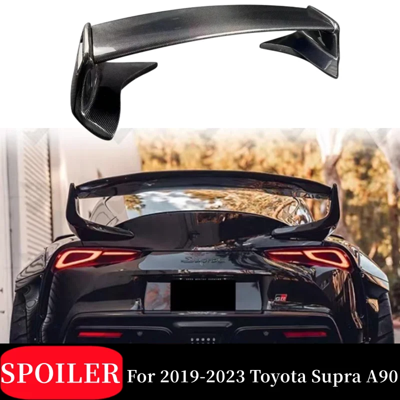 

For 2019 20 21 22 23 Toyota Supra A90 Real Carbon Fiber Rear Roof Spoiler Wings Trunk Lip Boot Cover Tuning Exterior Accessories