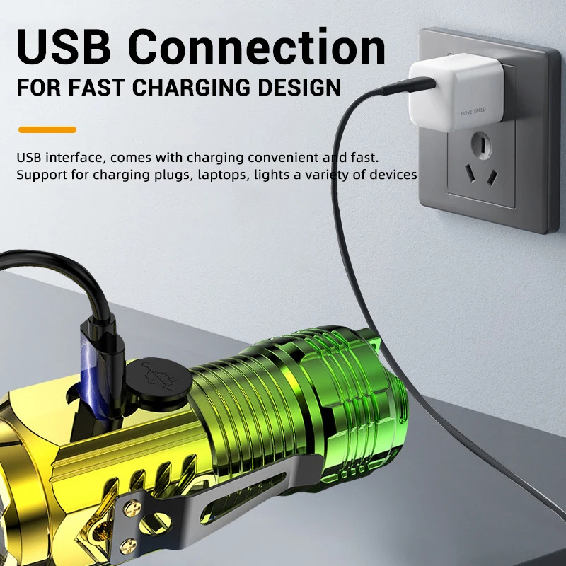 슈퍼 브라이트 휴대용 미니 LED 손전등 내장 배터리, USB 충전식 토치, 테일 자석 포함, 3 안 비상 랜턴