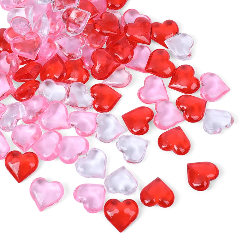 10/30/50 Stück rot rosa klar Acryl herzförmige Kunststoff Edelstein rote Lippen Hochzeit Valentinstag Tischdekoration Vasenfüllung – Detail 3