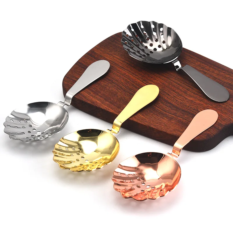 Shell Shape Strainers Bar Strainer Vintage Julep Cocktail Strainer Stainless Steel Spoon for Cocktail Drinks Home Commercial Bar