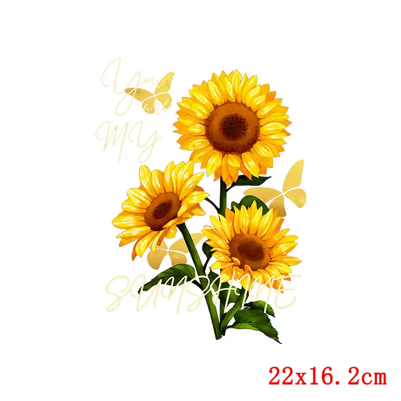 Beautiful Sun Flower Heat Transfer Stickers Iron On Transfers for Clothing  Patches, Sticker Cute Patches, Parches para Ropa