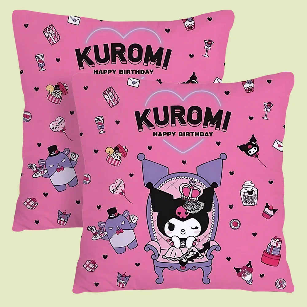 Cartoon cute Kuromi Melody Pillow Covers Cartoon Sofa Decorative Home Double-sided Printing Short Plush Cute Cushion Cover