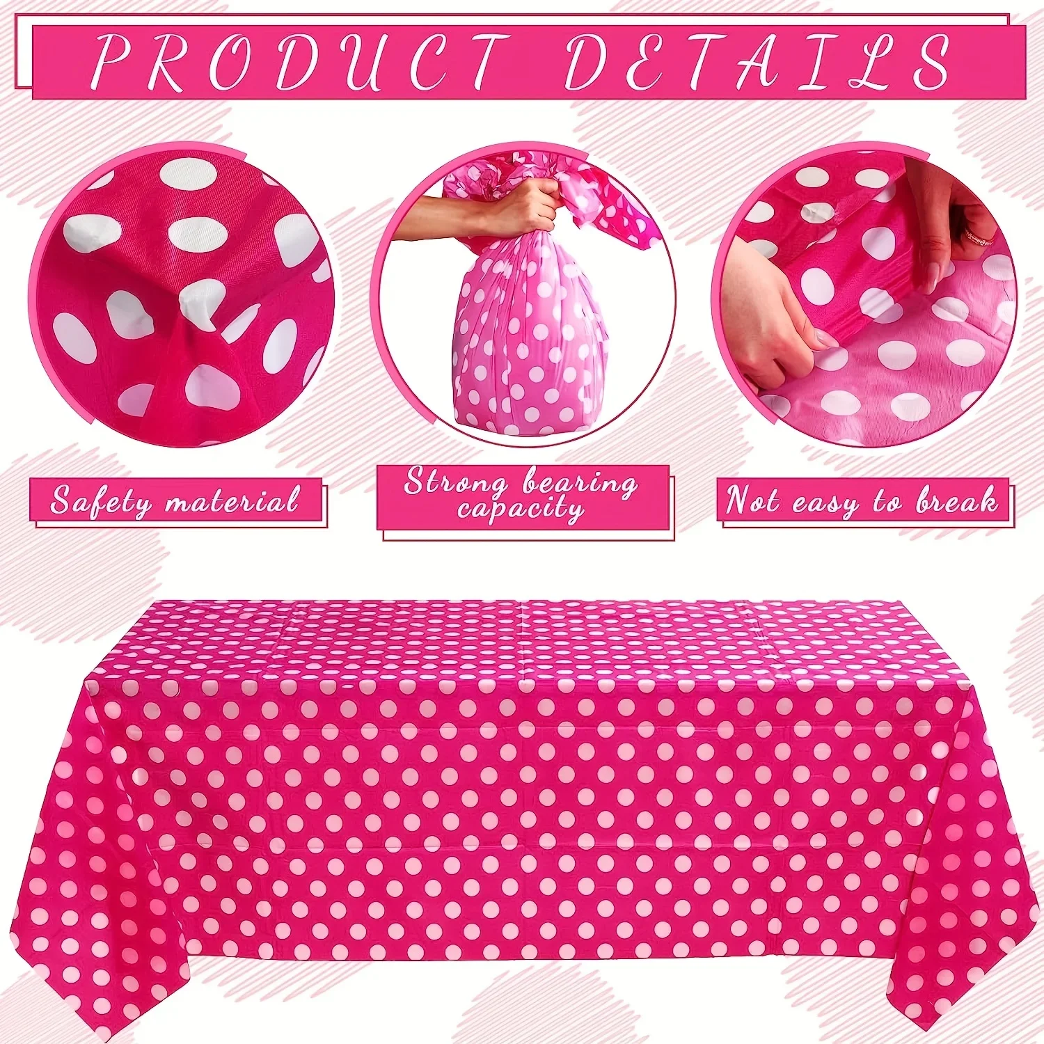 Waterproof And Oil-Proof Polka Dot Disposable Rectangular Tablecloth Peva Material Restaurant Hotel Tablecloth For Home Party 2