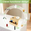 Sofa Arm Tray Bamboo Couch Arm Tray with Basket Foldable Nonslip Splash Proof Sofa Organizer Tray Sofa Arm Table for Drink Snack 3