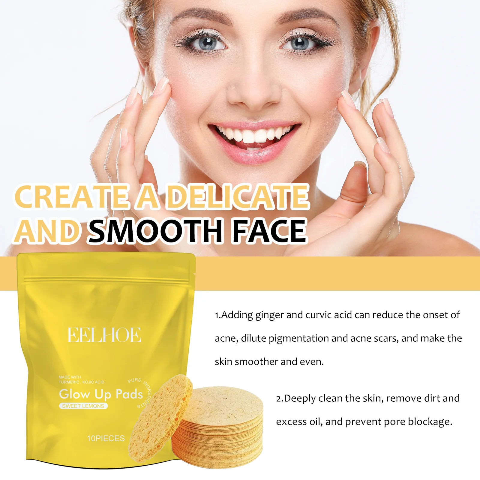 Turmeric Cleansing Pad Deeply Cleanses Skin, Removes Dirt, Controls Oil and Softens Exfoliated, Tender Skin 4