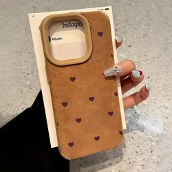 Elegant Heart Suede Fashion Phone Case - Shockproof Matte Bumper Cover for iPhone 17 (1)