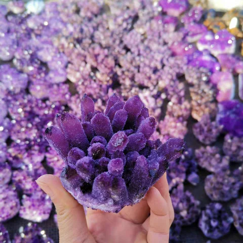 Natural amethyst cluster stone ornaments, demagnetization furniture office exquisite jewelry