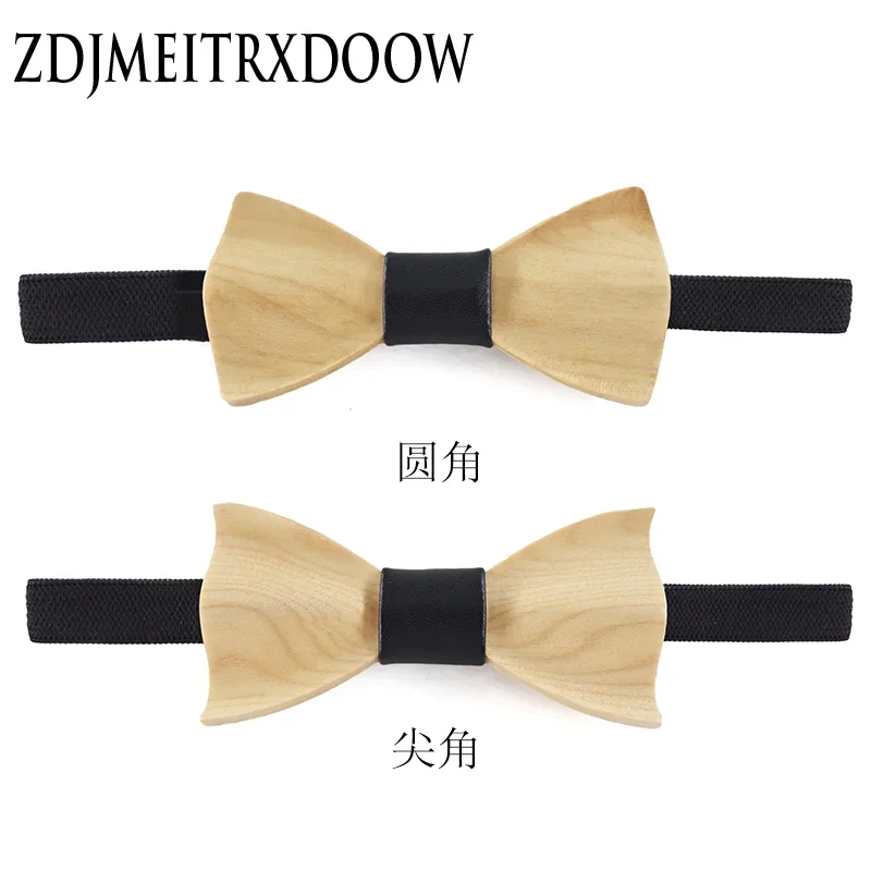 New Kid 3D High-end Wooden Bow Tie Boys and Girls Dress Shirts Suits Bow Tie Children Boys Girls Wooden Decoration