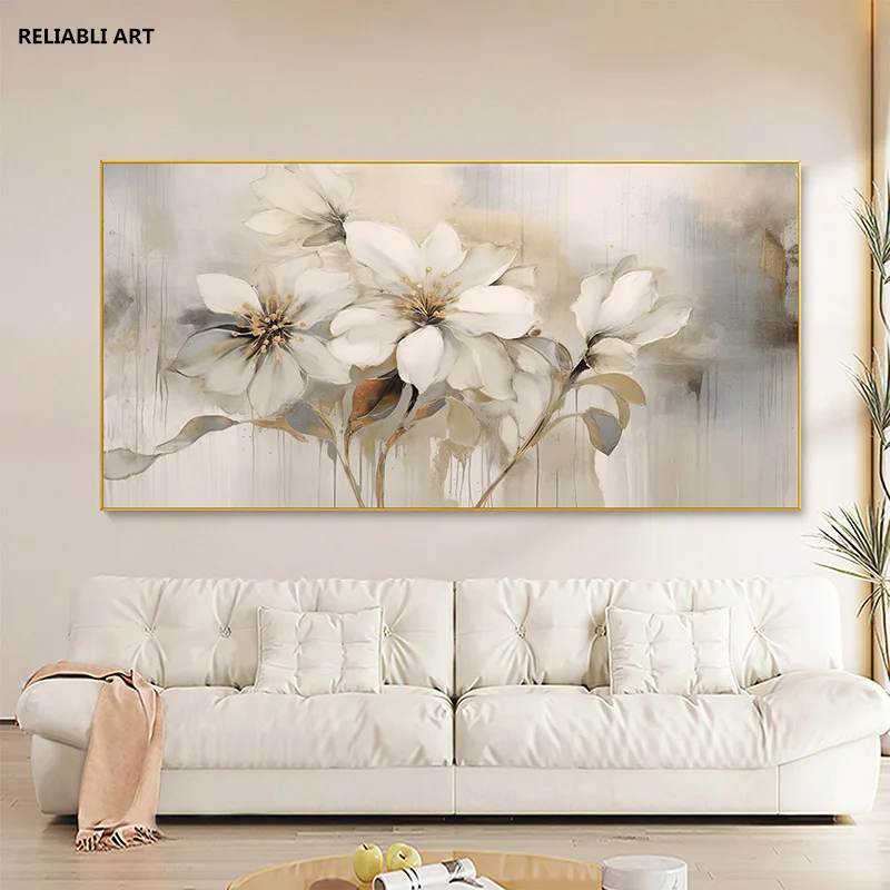 Gardenia Oil Painting on Canvas Abstract White Flower Art Bedroom Wall Decor Modern Wall Art Blooming Flower Home Decor custom painting canvas painting canvas