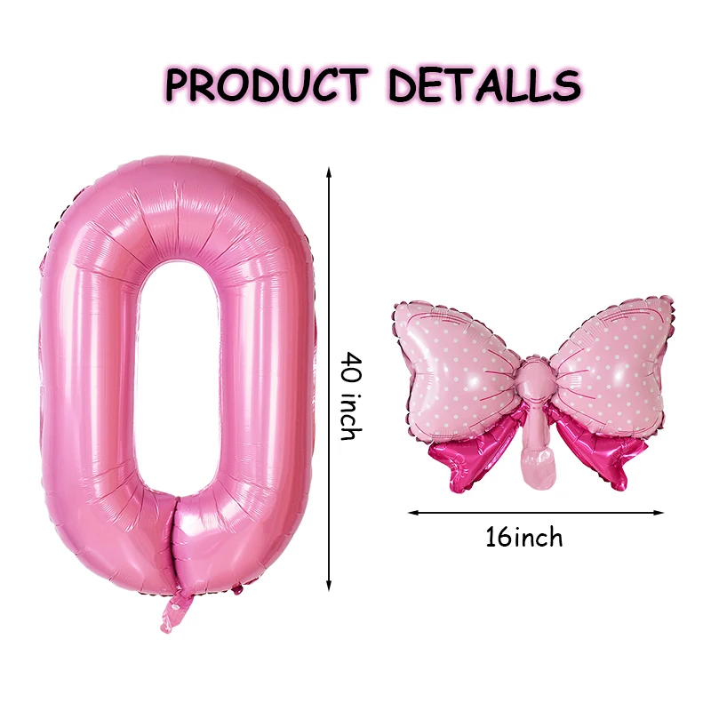 1Pc 40inch Number Foil Balloon Bow 1 2 3 4 5 6 7 8 9 Kid Boys Girls Birthday Party Baby Shower Decorations