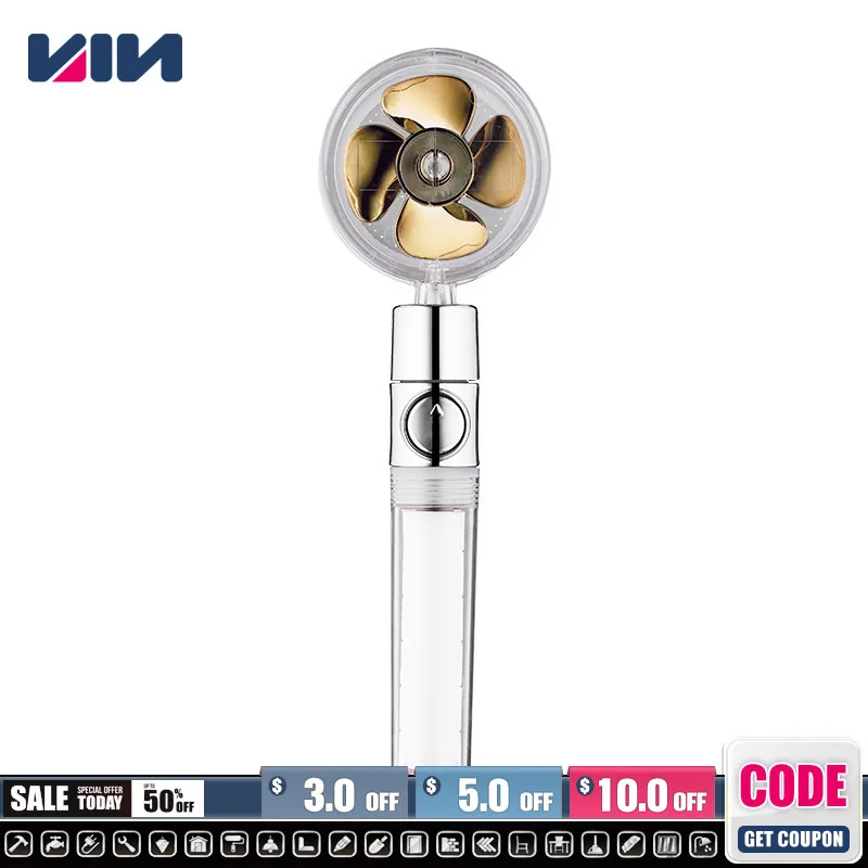 

Rotatable Rainfall Turbo Fan Shower Head High Pressure Water Saving Handheld Shower Turbocharged Spray Nozzle Bath Accessory