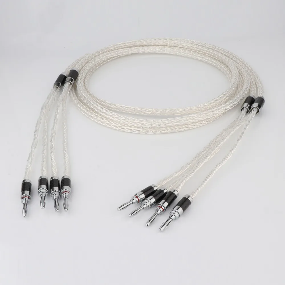 

HI-End OCC 8AG 7N Silver-Plated Hifi Speaker Cable Spade to Spade Plug Y-Y Loudspeaker cable