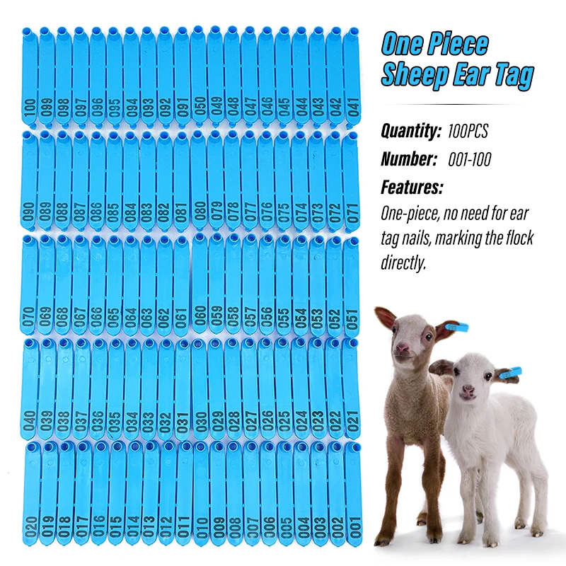 100 sztuk zwierząt koza kolczyk identyfikacyjny s z numerami niebieski kolorowy pies króliki owca kolczyk identyfikacyjny s materiał nylonowy owca Laser kolczyk identyfikacyjny nr 001-500