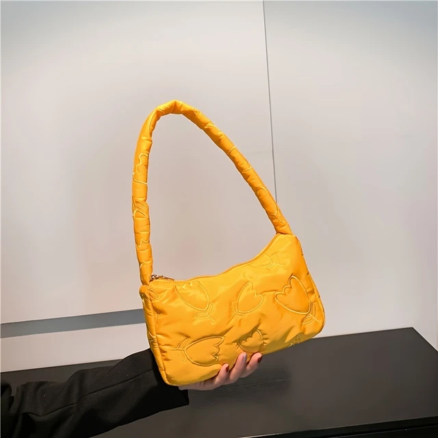 Y2K Heart Embroidery Baguette Bag, Women's Puffy Shoulder Trendy Padded  Handbag - AliExpress