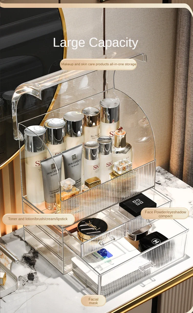 

Desktop Cosmetics Storage Organizer Bathroom For Luxury Dust-proof Cotton Pads Swabs Box Jewelry Makeup