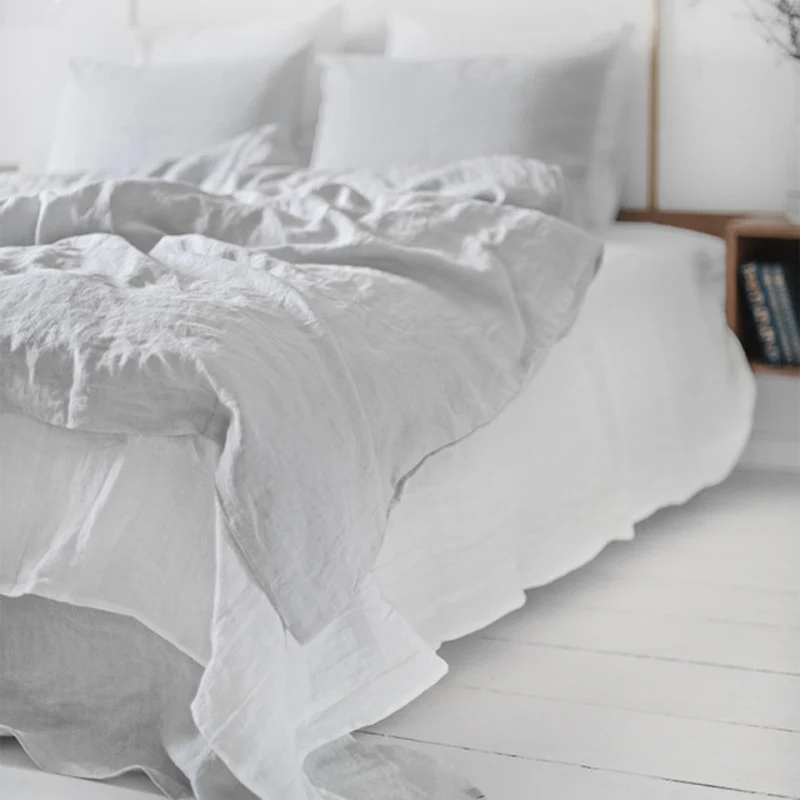 Duvet Cover Set 100% Pure Linen Feel Super Soft Comfortable Chic Soft 3 PCs Home Bedding Set King Quilt Cover And Pillowcases 6