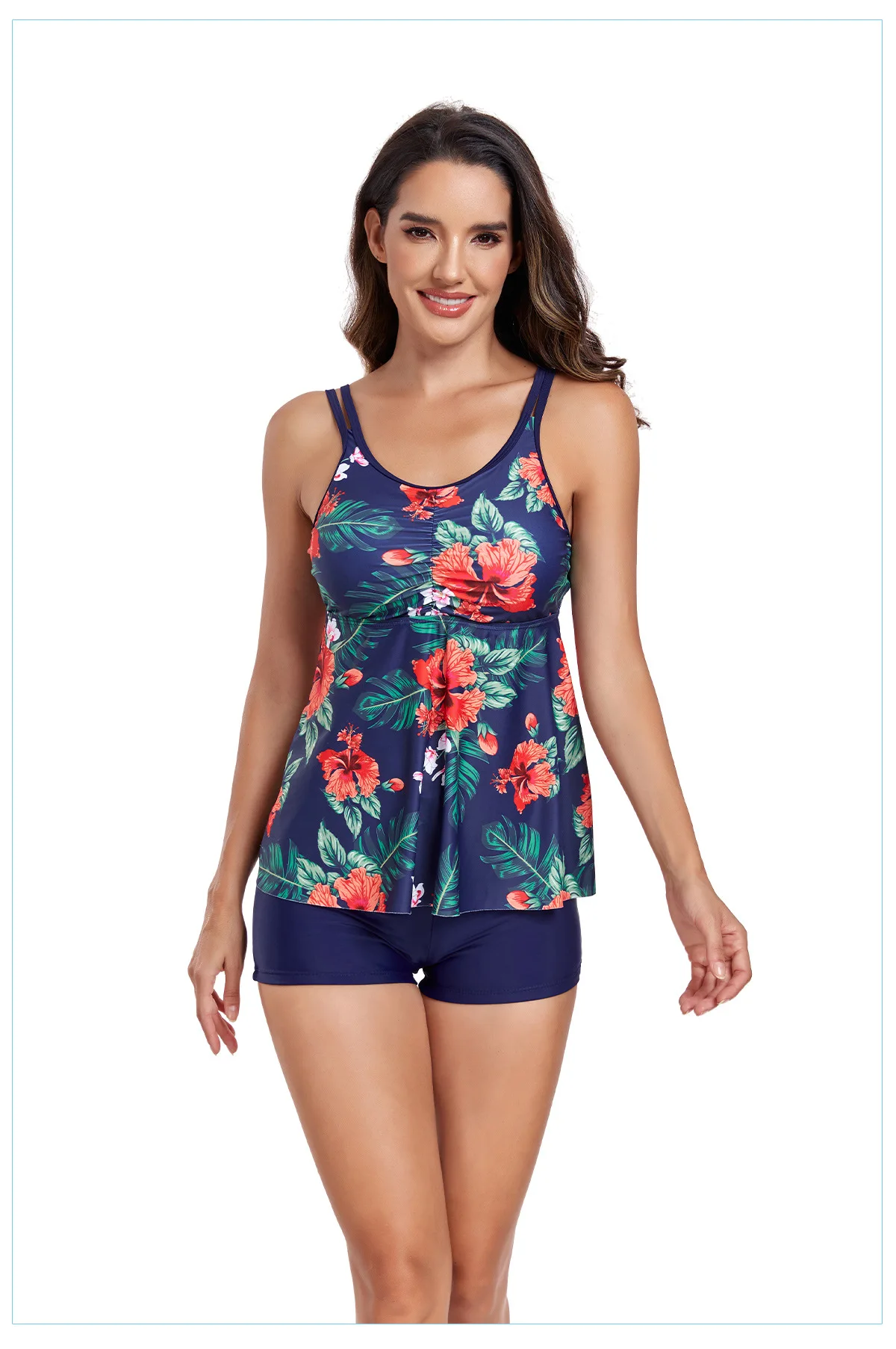 2024 new boxer shorts ladies split skirt swimsuit conservative lean swimsuit Tankini