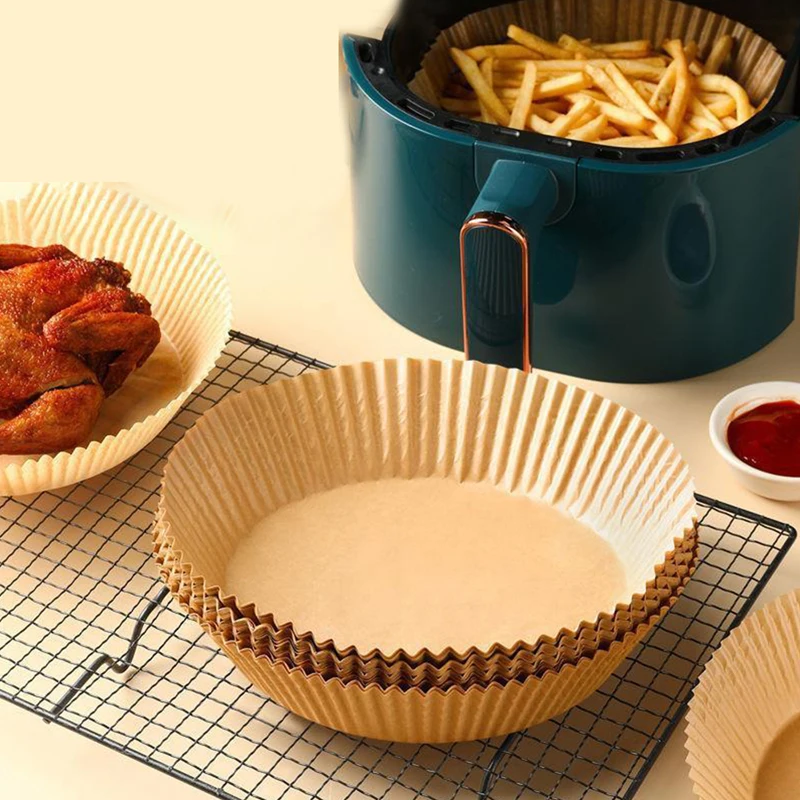 

50/25Pcs Air Fryer Disposable Parchment Paper Liner Oil-proof Paper Tray Non-Stick Baking Mat Air Fryer Accessories Round Shape