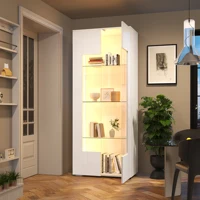 Современная светодиодная витрина с дверцами из акрилового стекла и регулируемыми полом, белая