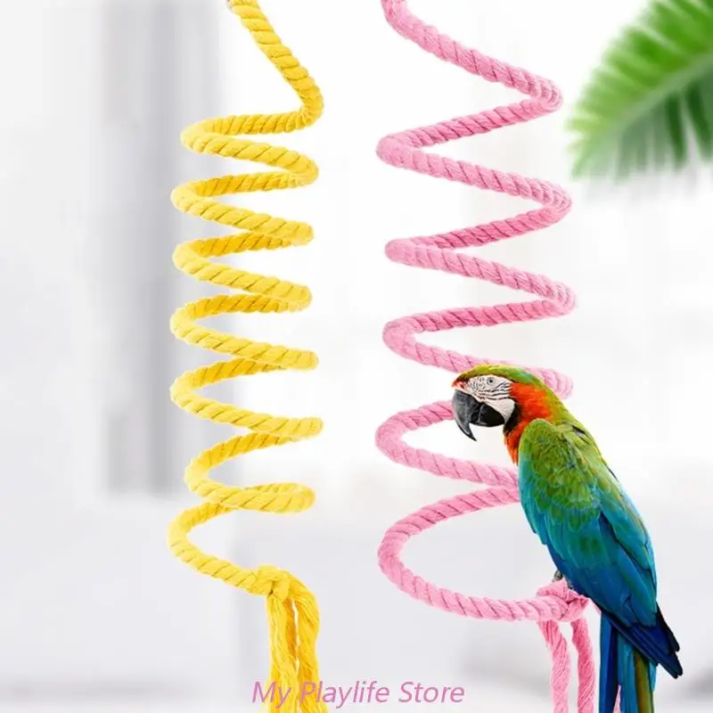 Bird Swing Toy Parrots Cage Toy Spiral Swing Pet Supplies Cotton Ladder Training for Small Size Birds Parrots Playstand