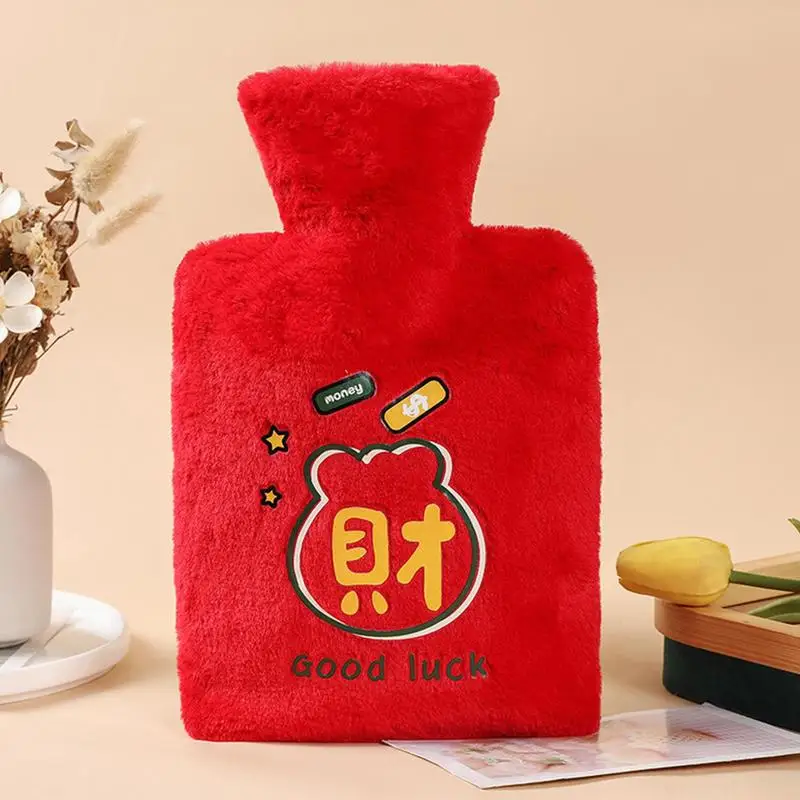 

Hot Water Bag Cartoon Portable Reusable transparent Pouch with Warm Cover Hot fleece warming handbag for Indoor and Outdoor use