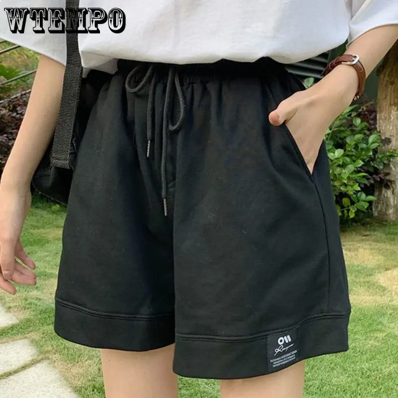 

WTEMPO High Waist Women Shorts Summer Thin Wide Leg Pants Korean Fashion StreetWear Female Clothing Vintage Casual Pants 2023