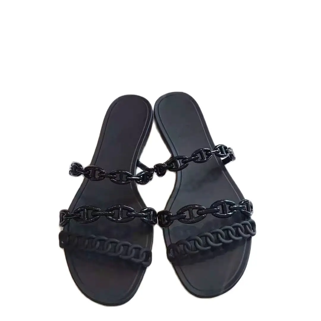 New Styles Slippers Ladies Sandals Rubber Jelly Summer Fashion Bench Flat Girls Flip Flops Purple Women Shoes Size 35-41