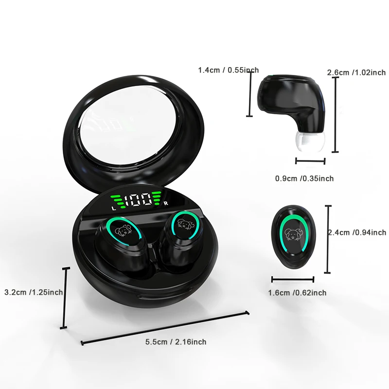 Bluetooth Headphones Wireless Earbuds 48hrs Talktime Digital Display Sports Ear Buds IPX5 Waterproof Earphones for Phone Laptop