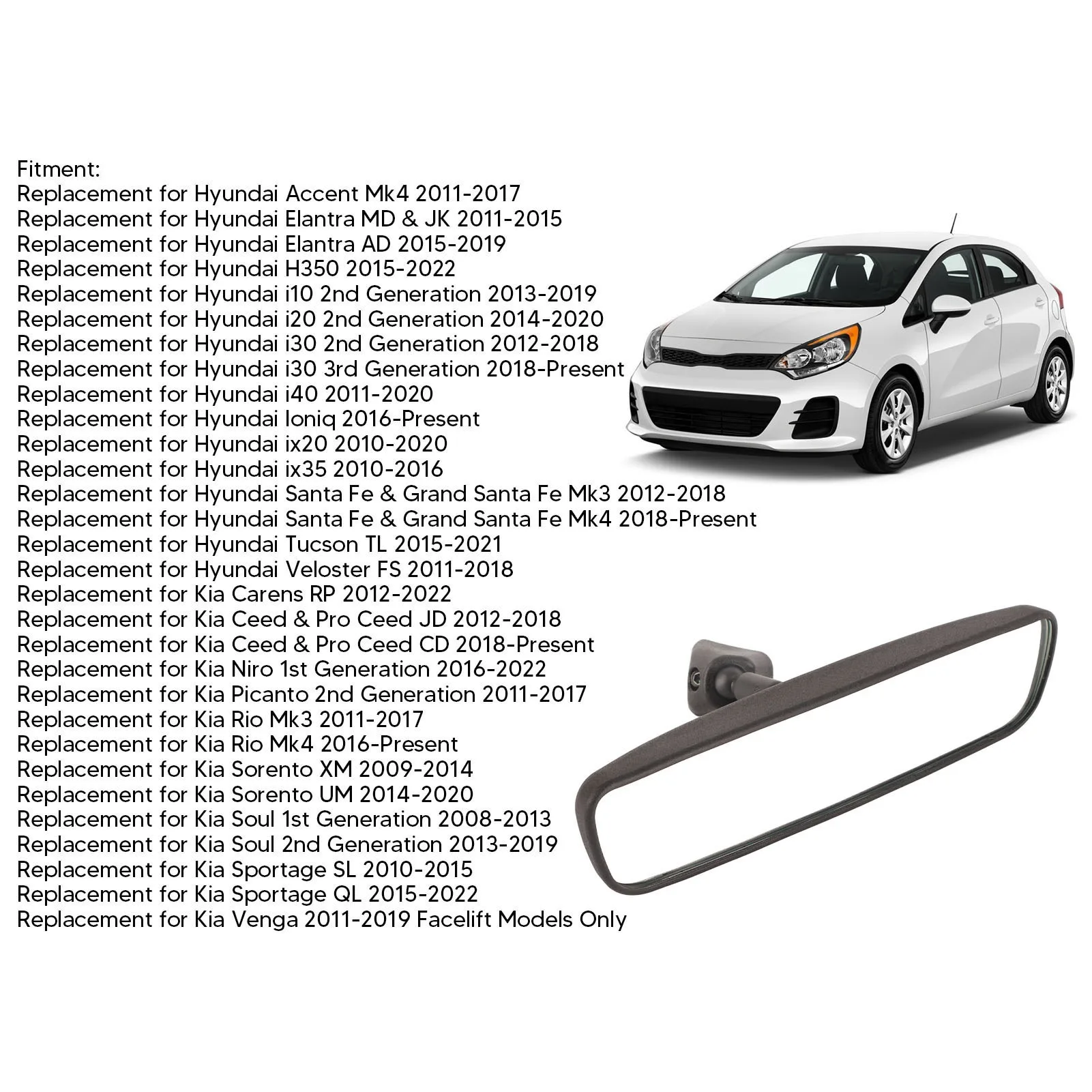 Auto Rearview Interior Mirror 1Pcs Anti-glare Back Up Mirror Replacement For Kia Carens For Kia Sorento Sportage