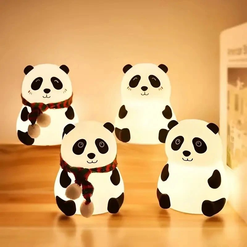 Panda Shape Silicone Night Light Usb Silicone Touch Table Lamp Rechargeable Led Panda Night Light
