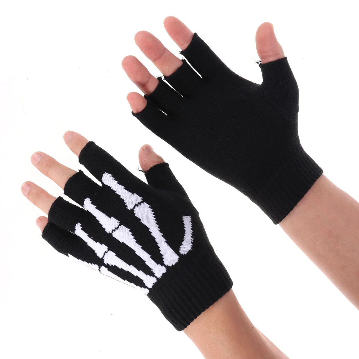 

fingerless goth men hoodie- Knit Finger Pattern Keeping Warm Unisex Finger Glove- for Wearing Winter Outdoors