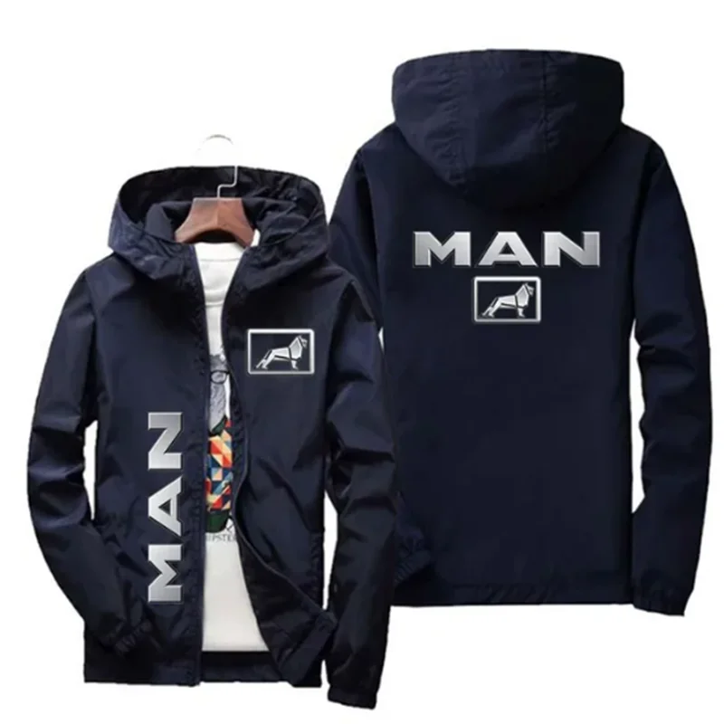 Logo Printed Zipper Jacket for Men's Car, Hood, Sweatshirt, Casual Jacket, Hiking, Autumn, Winter, 2024