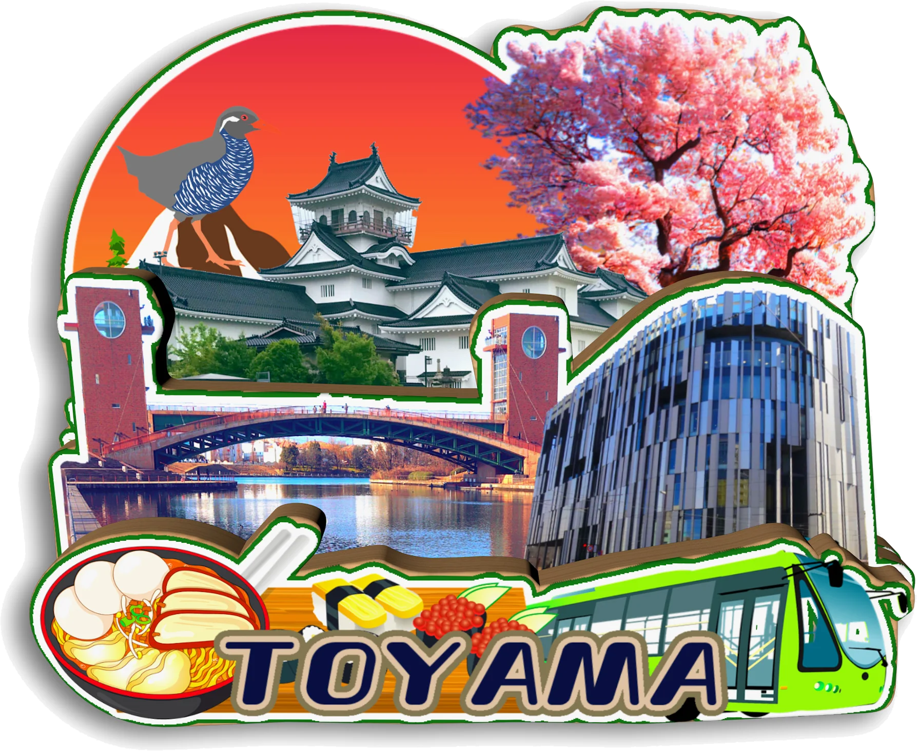 Takamatsu Toyama Nagasaki Gifu Miyazaki Nagano Takayama Nara Otsu Japan Fridge Magnet Travel Souvenir Gift