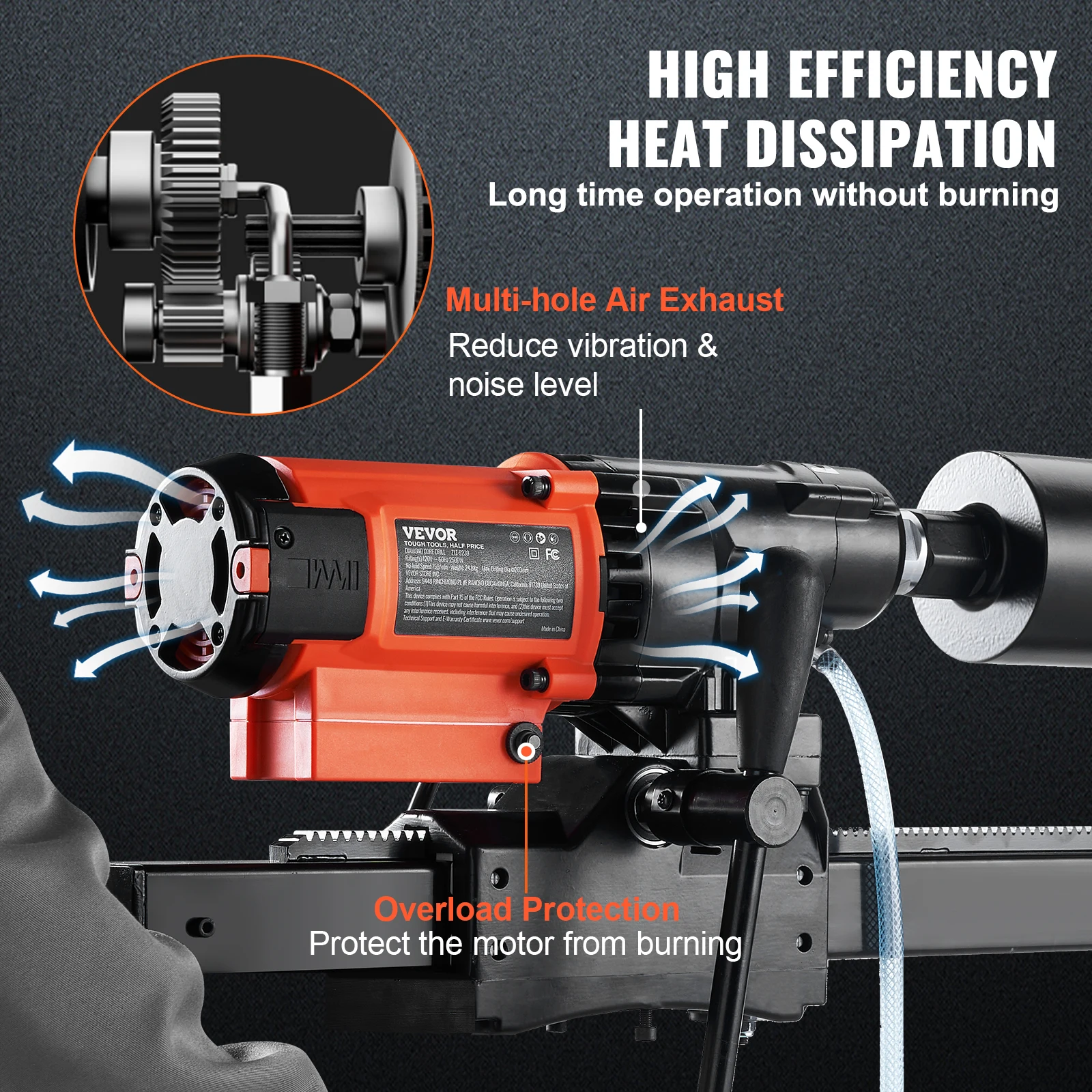 VEVOR 3200W 750RPM Wet/Dry Diamond Core Drill Machine Concrete Core Drill Rig Stand Industrial Wet Electric Core Drilling Machin 5