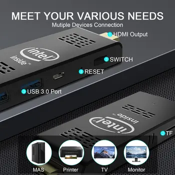 Intel W5 pro Mini PC Computer Stick with Windows 10 Atom Z8350 4GB/8GB RAM 64GB/128GB eMMC WiFI5 Bluetooth 4.0 Built-in Fan 6