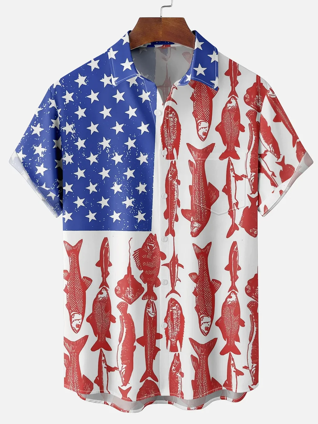 thumbnail image 1 of Camisas con gráficos de celebración del Día de la Independencia para hombres, camisa con cuello vuelto con estampado 3D, camisa de manga corta, camisas de verano para niño, 1 of 4