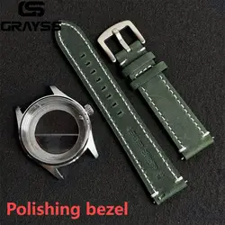 Retro Pilot Little Prince Watch Case - Stainless Steel & Sapphire Glass, 20ATM Water Resistant, Leather Strap - 36mm NH35 NH36 (C - p - glass back)