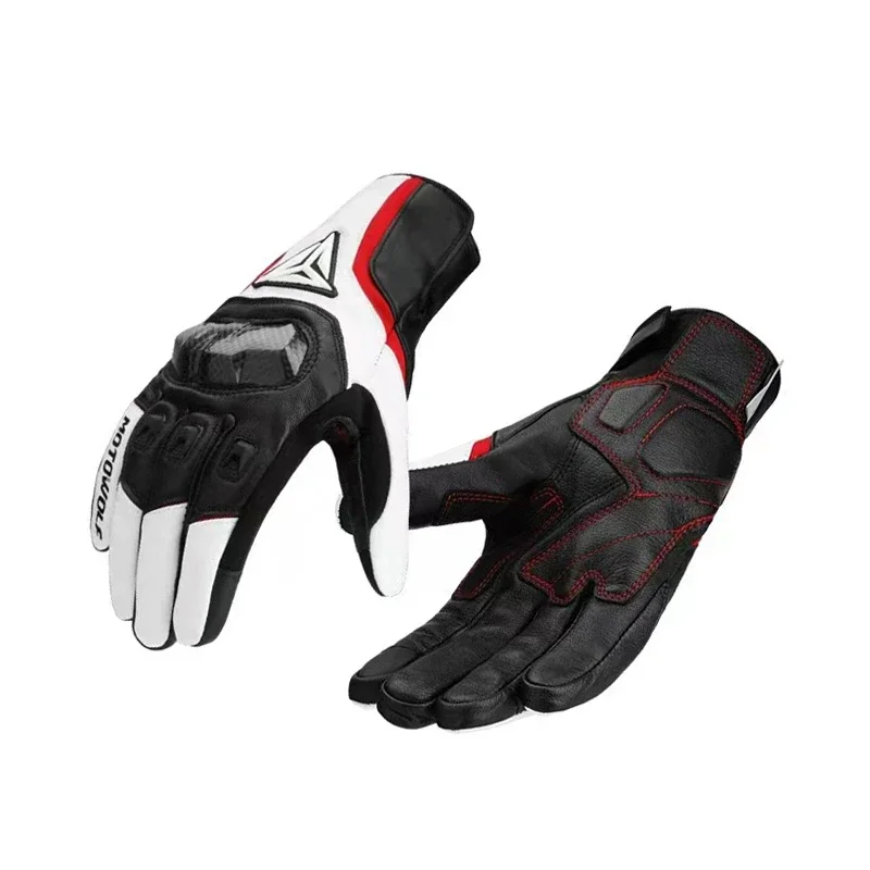 Winter Warm Leather Motorcycle Gloves - Thermal, Rainproof, Windproof, Touchscreen, Carbon Fiber Protection