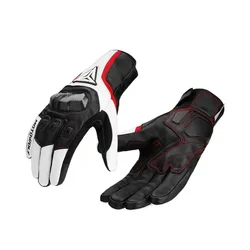 Winter Warm Leather Motorcycle Gloves - Thermal, Rainproof, Windproof, Touchscreen, Carbon Fiber Protection - XXL (White)