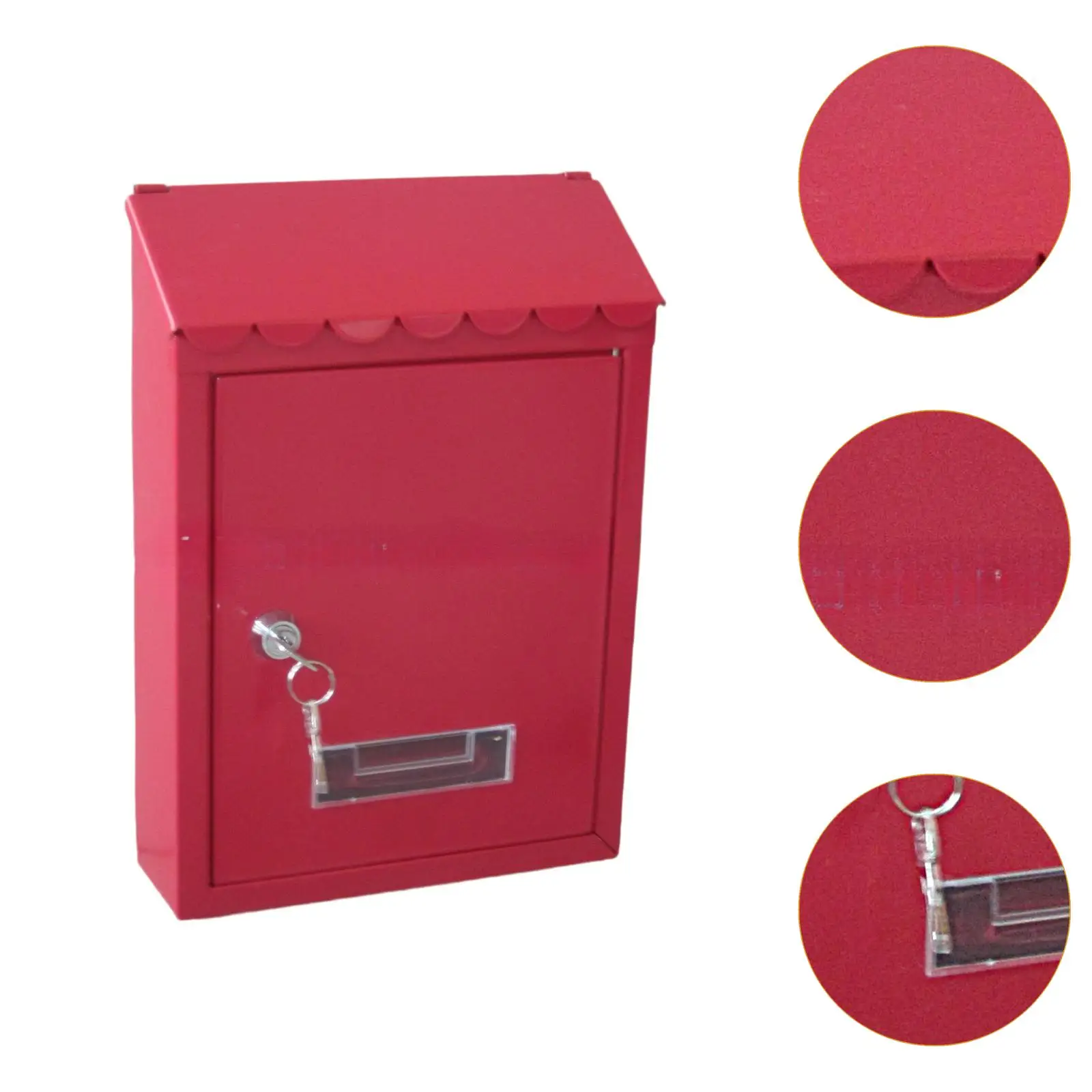 Outdoor Lockable Metal Wall Mounted Mailbox Post Letter Box with Key Home Garden Decoration