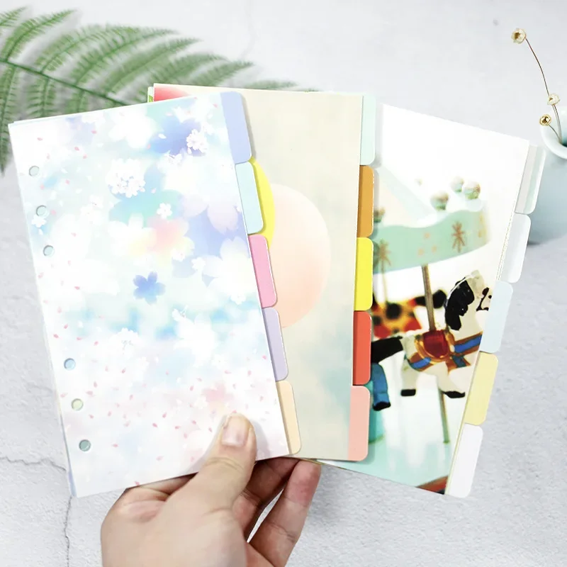 A5 A6 Watercolor Separator Paper Index Page Classification Separator Page Notebook Loose-leaf Book Partition Accessories