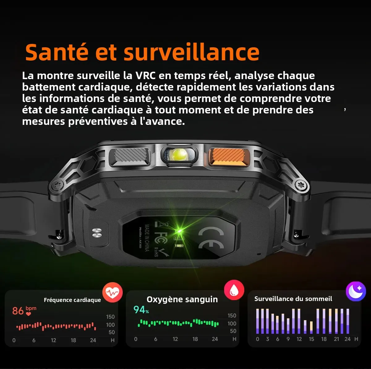 Smartklocka för herr med gps amoled skärm och lång batteritid_voghion.com