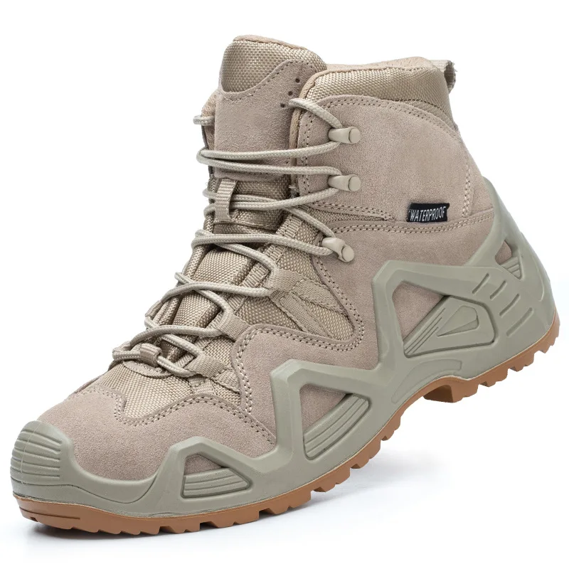 Hiking Shoes Men Combat Boots Leather Lace Up Ankle Boot Work Shoes for Wear-resistant Desert Field shoes