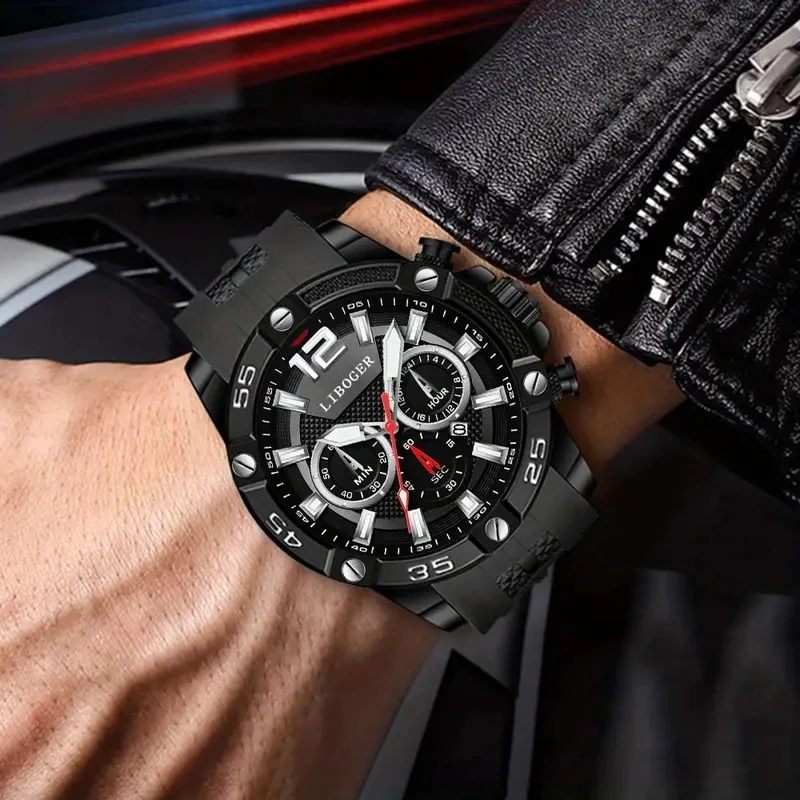 1pcs Men's Watch Sport Business Calendar Watches Fashion Casual Silicone Quartz Watch Men's Gift (Box Not Included)