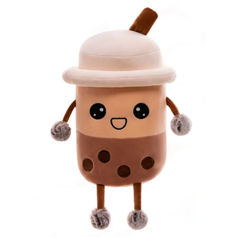 

25cmKawaii cartoon bubble tea cup shaped pillow Cute real-life pearl milk tea plush stuffed soft back cushion funny boba food